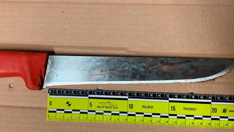 Il coltello sequestrato al 25enne arrestato