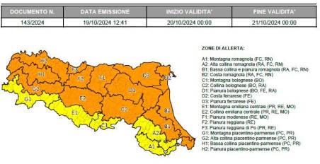 Meteo Romagna, domenica 20 ottobre allerta arancione per criticità idraulica, ma domani le piogge andranno esaurendosi