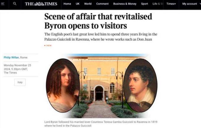 Ravenna, anche il “Times” conquistato dal Museo Byron