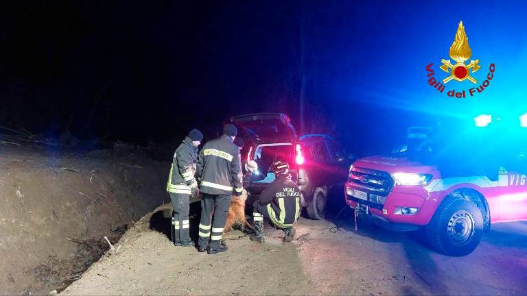 Cesena, donna scivola nella notte nella scarpata per soccorrere il cane con la zampa fratturata: soccorsi dai Vigili del Fuoco