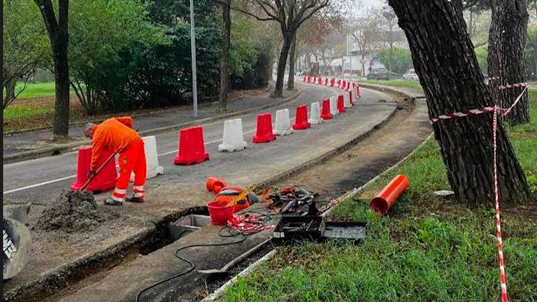 I lavori in corso per la pista ciclabile