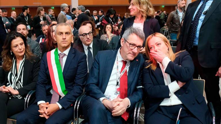 Il sindaco Jamil Sadegholvaad con Maurizio Landini e Giorgia Meloni