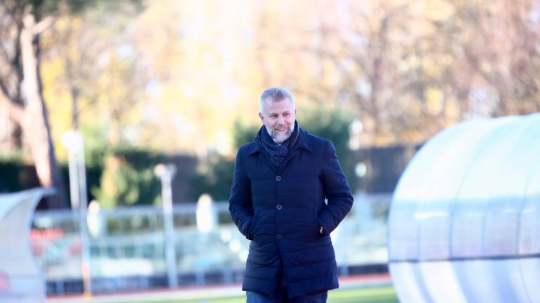 Il presidente rossoblù Sandro Di Benedetto allo stadio Romeo Galli (foto Mmph)