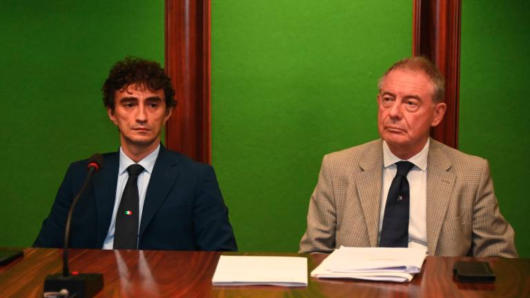 Galeazzo Bignami e Adolfo Urso nella sede forlivese della Camera di Commercio della Romagna (foto Blaco)