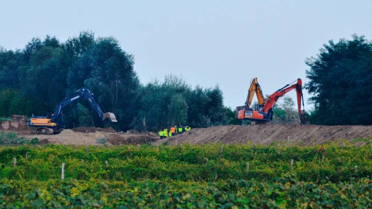 Lavori sull’argine eroso dal fiume (foto Massimo Fiorentini)