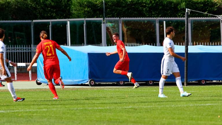 L’esultanza di Matteo Onofri dopo il gol vittoria foto mmph