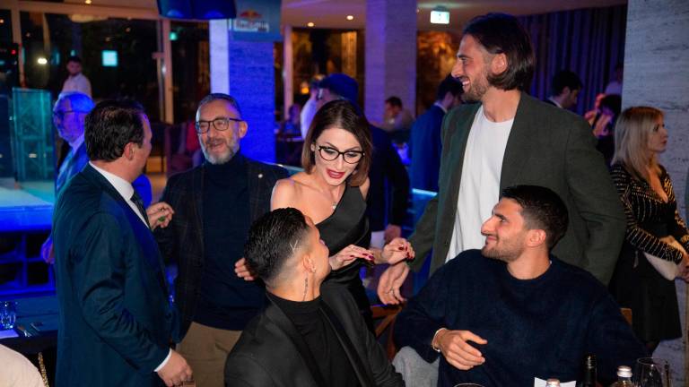 La presidente Stefania Di Salvo chiacchiera con Colombi, Cinquegrano e Lombardi foto tommaso morosetti