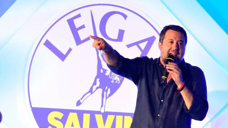 Matteo Salvini sul palco (foto Fiorentini)