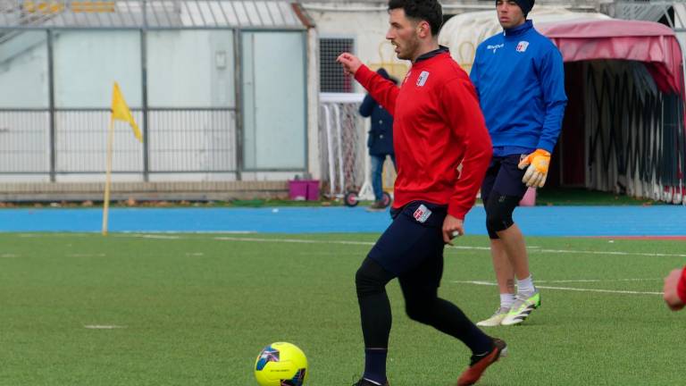 Niccolò Tofanari durante l’allenamento di giovedì pomeriggio