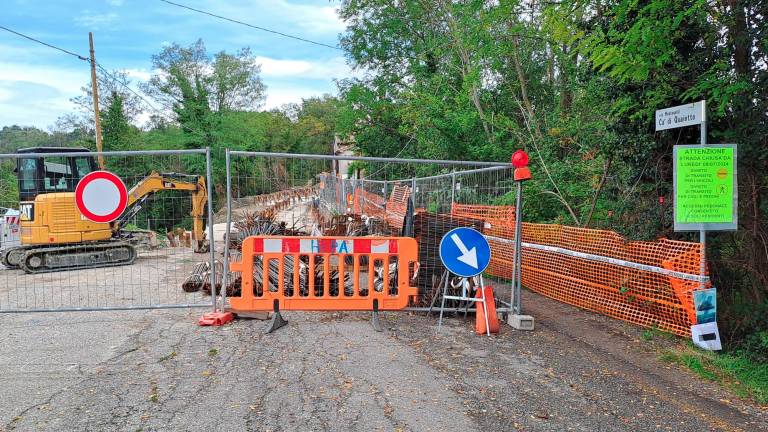 Il cantiere della frana a Cà Quaiotto