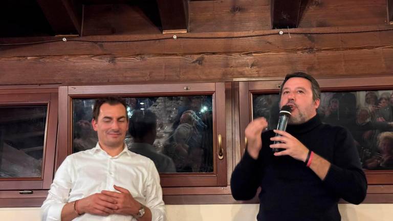 Il segretario della Lega Romagna Jacopo Morrone con il vicepremier Matteo Salvini