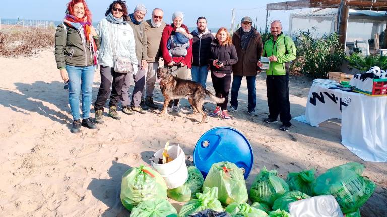 Riccione, volontari al lavori per pulire la spiaggia