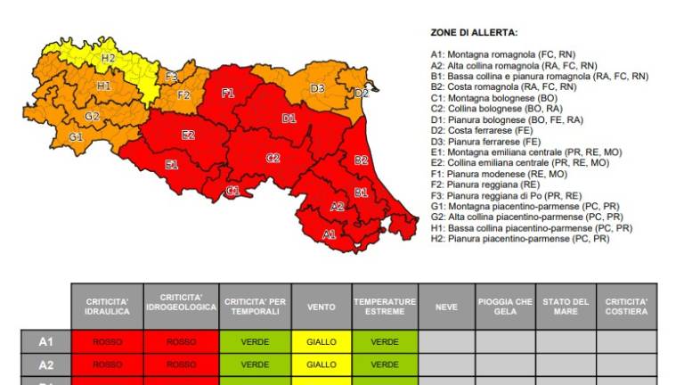 Meteo Romagna, allerta rossa per martedì in tutta la regione