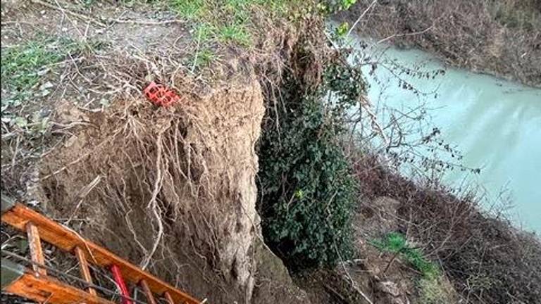 Il punto eroso dove è caduto il cane