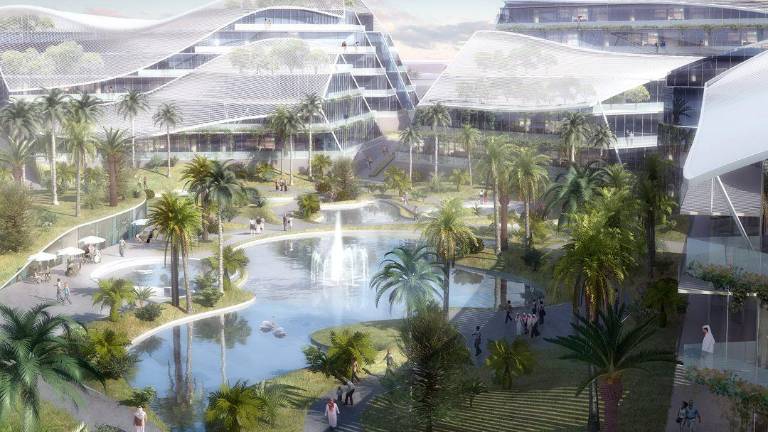 Un esempio di progetto elaborato dallo studio Gianni Ranaulo per Dubai; sotto il sindaco Sadegholvaad