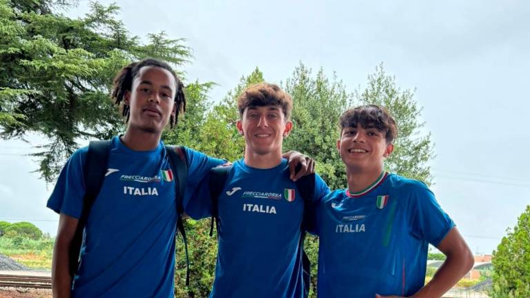 Paolo Bolognesi, Luca Marsicovetere e Fabrizio Caporusso in maglia azzurra