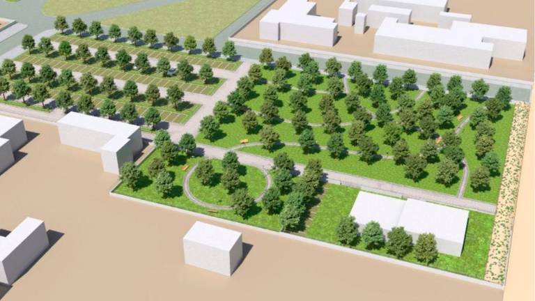 Il rendering della nuova area verde di Ponente