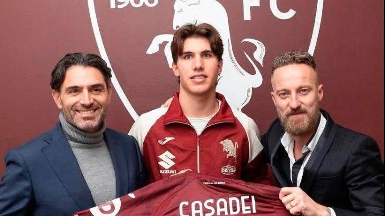 Il diesse del Torino Davide Vagnati, Cesare Casadei e Francesco Facchinetti