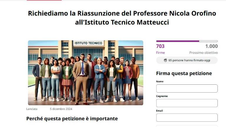 Forlì, prof “licenziato” dal Pnrr, petizione degli studenti all’Istituto Matteucci