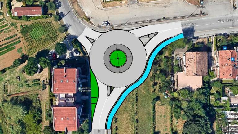 Il progetto della rotatoria fra viale Gradara e viale dell’Economia