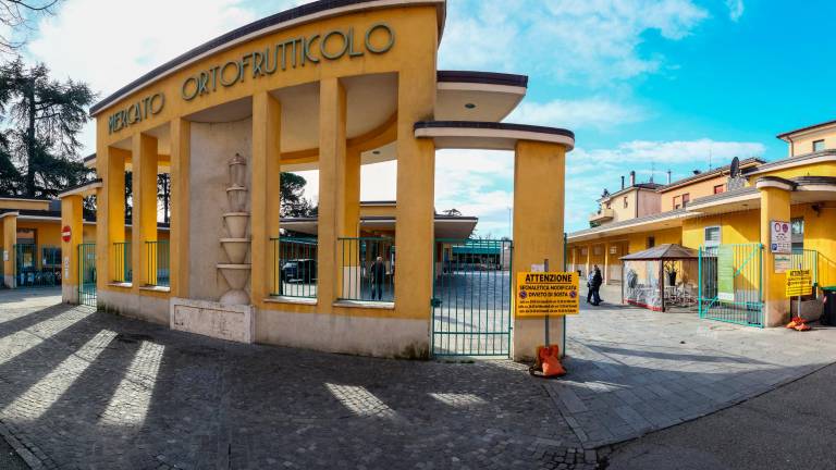 L’ingresso del mercato ortofrutticolo che a breve diventa anche parcheggio FOTO MMPH